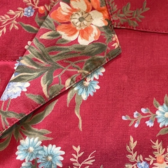 Vintage Lauren Ralph Lauren Red Floral Short Sleeve Button Down Shirt, size 1X - Picture 7 of 7